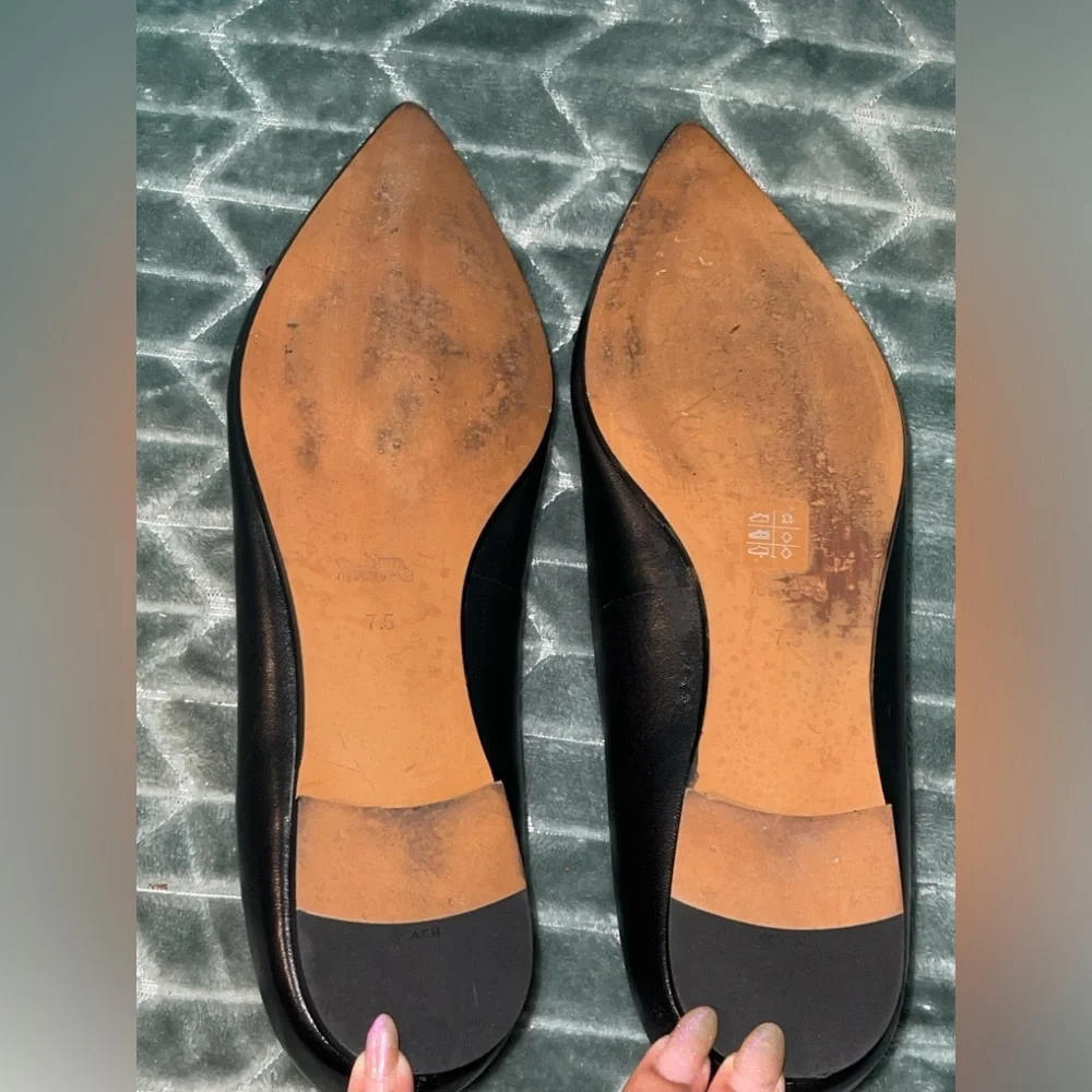 Coach Black Flats with Red Floral Accents GUC preloved rehab project as is - Picture 7 of 13